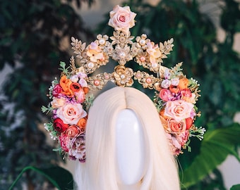 Flower Halo Crown Celestial Jewellery Moon Child Tiara Halo Headlights Festival Headpiece Pregnancy Maternity Photo Goddess Queen Spring