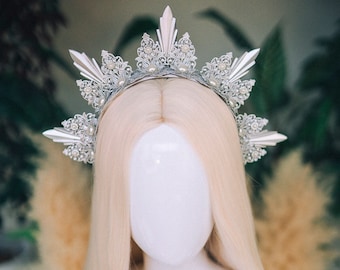 Silver halo crown Festival headpiece Wedding Tiara Bridal headpiece Flower crown Halo headband Jewellery Halloween Accessories Fairy crown