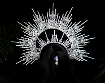 Halo Crown, Silver Halo Headband, Halo, Halo Headpiece, Crown, Headband, Headpiece, Boho Wedding, Wedding Halo crown, Silver tiara, Crown