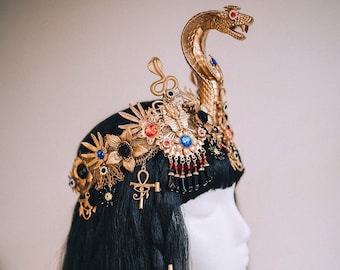 Cleopatra Snake Crown Gold Egyptian Headpiece Goddess Costume Accessory
