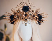 Sugar Skull Crown, Halloween Crown, Halo Headpiece, Halo Headband, Halo Headlights, Black Crown, Headpiece, Black Tiara, Spooky Headband