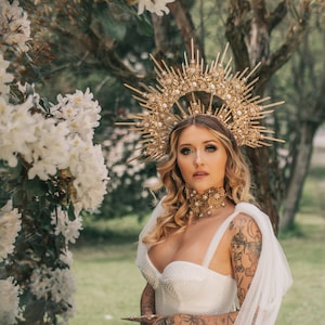 Sun crown, Moon child Halo, Halo, Halo Crown, Halo Headpiece, Halo Headband, Halo Headlights, Gold Halo, Headpiece, Wedding Crown,Boho Stars image 1