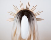 Gold Halo crown, Glitter Halo Headpiece, Festival crown, Festival headpiece, Met Gala Crown, Sunburst Crown, Gold Zip Tie Crown, Mary Crown