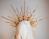 Sugar Skull Crown, Halloween, Halo, Halo Crown, Halo Headpiece, Halo Headband, Halo Headlights, Gold Halo, Headpiece, Skulls, Spooky Halo