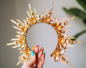 READY TO SHIP Gold Halo Crown Halo Halo Crown Halo Headpiece Halo Headband Halo Headlights Crown Gold Halo Headpiece Wedding Crown Headband