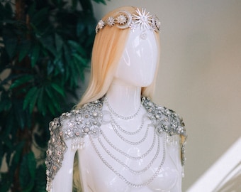 Silver Celestial Shoulder Necklace