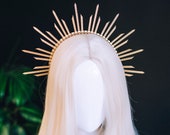 Gold Halo Headpiece Festival crown Halo Headband Met Gala Crown Sunburst Crown Zip ties crown Met Gala Crown Wedding Crown Goddess Queen