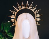 Gold Halo Headpiece Festival crown Halo Headband Met Gala Crown Sunburst Crown Zip ties crown Met Gala Crown Wedding Crown Goddess Queen