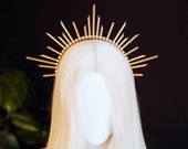 Gold Halo Headpiece Festival crown Halo Headband Met Gala Crown Sunburst Crown Zip ties crown Met Gala Crown Wedding Crown Goddess Queen