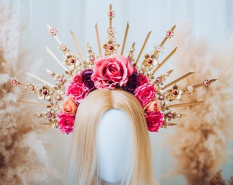 Flower Halo, Sun Jewellery, Moon child, Halo Headpiece, Halo Crown, Halo Headlights, Crown, Celestial, Headpiece, Pregnancy Photo, Goddess