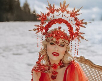 READY TO SHIP Red Halo Crown Headband Halo Crown Halo Headpiece Halo Headband Halo Headlights Red Halo Headpiece Halloween Crown Tiara