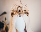 Elegant Black Tiara, Halo Headpiece, Halo Headband, Halo Headlights, Black Crown, Headpiece, Black Tiara, Sugar skull, Halloween Crown