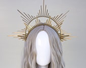 Gold Halo crown, Simple Halo Headpiece, Festival crown, Festival headpiece, Met Gala Crown, Sunburst Crown, Gold Zip Tie Crown, Mary Crown