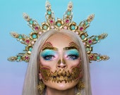 Halo Crown, Flower Halo Headband, Halo, Halo Headpiece, Crown, Headband, Headpiece, Halloween, Sugar Skull, Halloween Costume, Party Costume