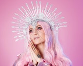 Silver Halo crown, Glitter Halo Headpiece, Festival crown, Festival headpiece, Met Gala Crown, Sunburst Crown, Zip Tie Crown, Mary Crown