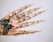 Gold Finger Jewellery 1 piece, Gold Bracelet, Nails Jewellery, Halloween, Filigree Jewellery, Sugar skull, Photo props, Finger Claws,Wedding