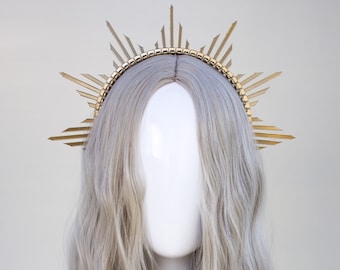 Gold Halo Krone, Halo Krone, Halo Stirnband, Hochzeitskrone, Braut Kopfschmuck, Hochzeit Haarschmuck, Gold Krone, Brautkrone