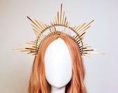 Gold Halo crown, Simple Halo Headpiece, Festival crown, Festival headpiece, Met Gala Crown, Sunburst Crown, Gold Zip Tie Crown, Mary Crown