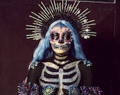Halloween, Sugar skull, Flower crown, Halloween costume, Halloween party, Santa Muerte costume, Party, Festival, Halo crown