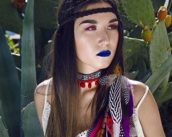 Boho Feather Festival Headpiece Tribal Goddess Hair Jewelry