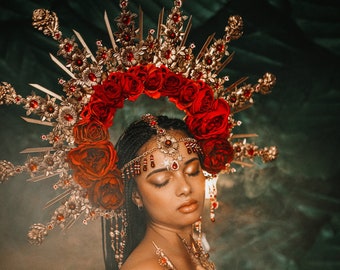 Halo de fleurs, bijoux soleil, enfant lune, casque halo, couronne halo, halo de phares, couronne, céleste, casque, photo de grossesse, déesse