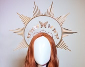 Gold Halo crown, Butterfly Halo Headpiece, Festival crown, Festival headpiece, Met Gala Crown, Sunburst Crown, Zip Tie Crown, Mary Crown