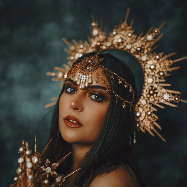 Gold Halo Crown, Halo, Halo Crown, Halo Headpiece, Halo Headband, Halo Headlights, Crown, Gold Halo, Headpiece, Boho Wedding Crown, Headband