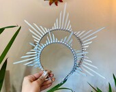 Silver Halo crown, Simple Halo Headpiece, Festival crown, Festival headpiece, Met Gala Crown, Sunburst Crown, Gold Zip Tie Crown, Mary Crown