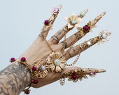Gold Fingers Jewellery, Gold Bracelet, Nails Jewellery, Halloween, Filigree Jewellery, Gold Fingers, Sugar skull, Photoprops, Ring, Jewelry