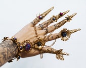 Gold Fingers Jewellery, Gold Bracelet, Nails Jewellery, Halloween, Filigree Jewellery, Gold Fingers, Sugar skull, Photoprops, Ring, Jewelry