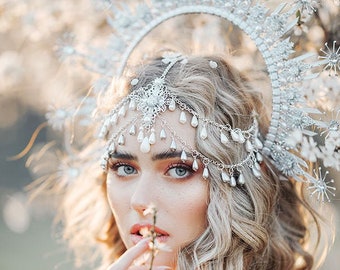 Halo Silver halo crown Jewellery Silver crown Flower crown Bridal headpiece Celestial jewellery Krone Crown Headdress Fairy crown Wedding