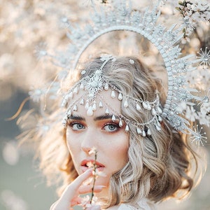 Halo Silver halo crown Jewellery Silver crown Flower crown Bridal headpiece Celestial jewellery Krone Crown Headdress Fairy crown Wedding