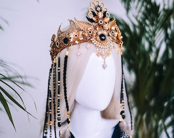 Boho crown, Boho jewellery, Festival crown, Festival headpiece, Feather crown, Bohemian fashion, Halloween, Shaman crown, Feather jewellery