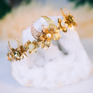 Elf Crown Elven tiara Celestial Jewellery Festival Headpiece Fairy Crown Flower Crown Wedding Tiara Bridal headpiece Flower hair wreath Boho image 8