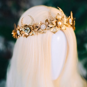 Elf Crown Elven tiara Celestial Jewellery Festival Headpiece Fairy Crown Flower Crown Wedding Tiara Bridal headpiece Flower hair wreath Boho image 7