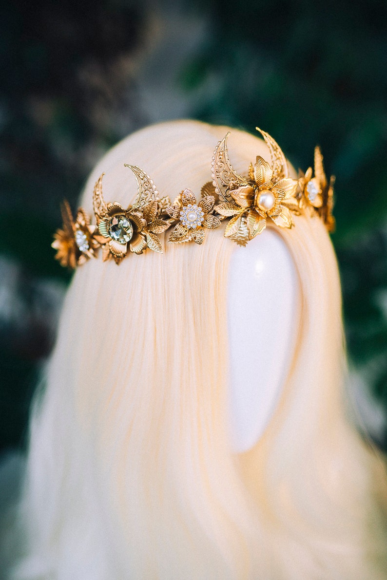 Elf Crown Elven tiara Celestial Jewellery Festival Headpiece Fairy Crown Flower Crown Wedding Tiara Bridal headpiece Flower hair wreath Boho image 7