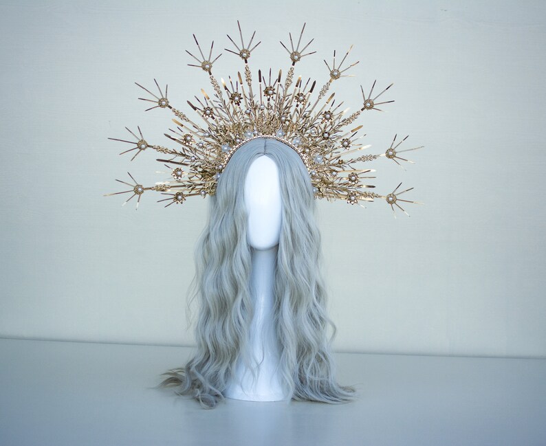 Gold Halo crown Glitter Halo Headpiece Festival crown Etsy