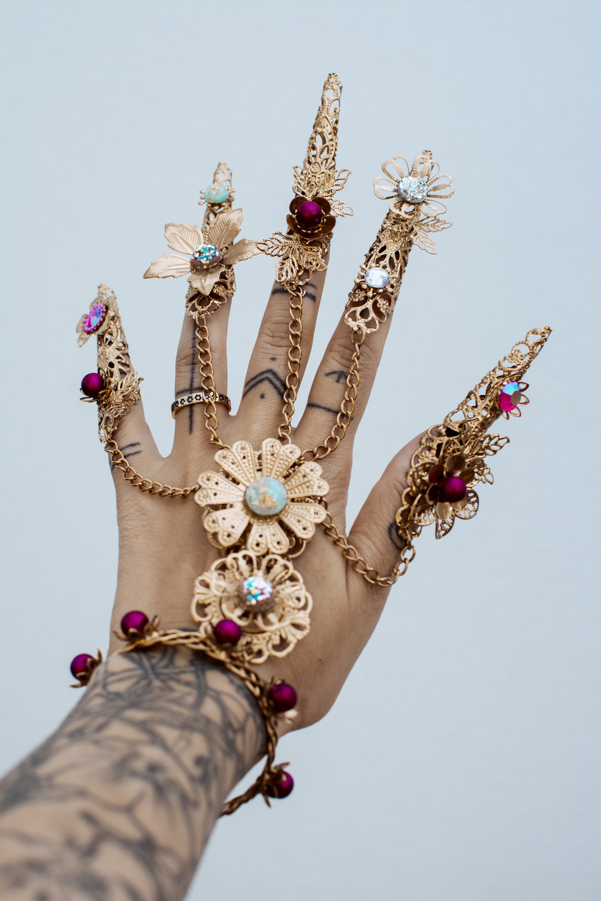 Gold Fingers Jewellery Gold Bracelet Nails Jewellery Etsy