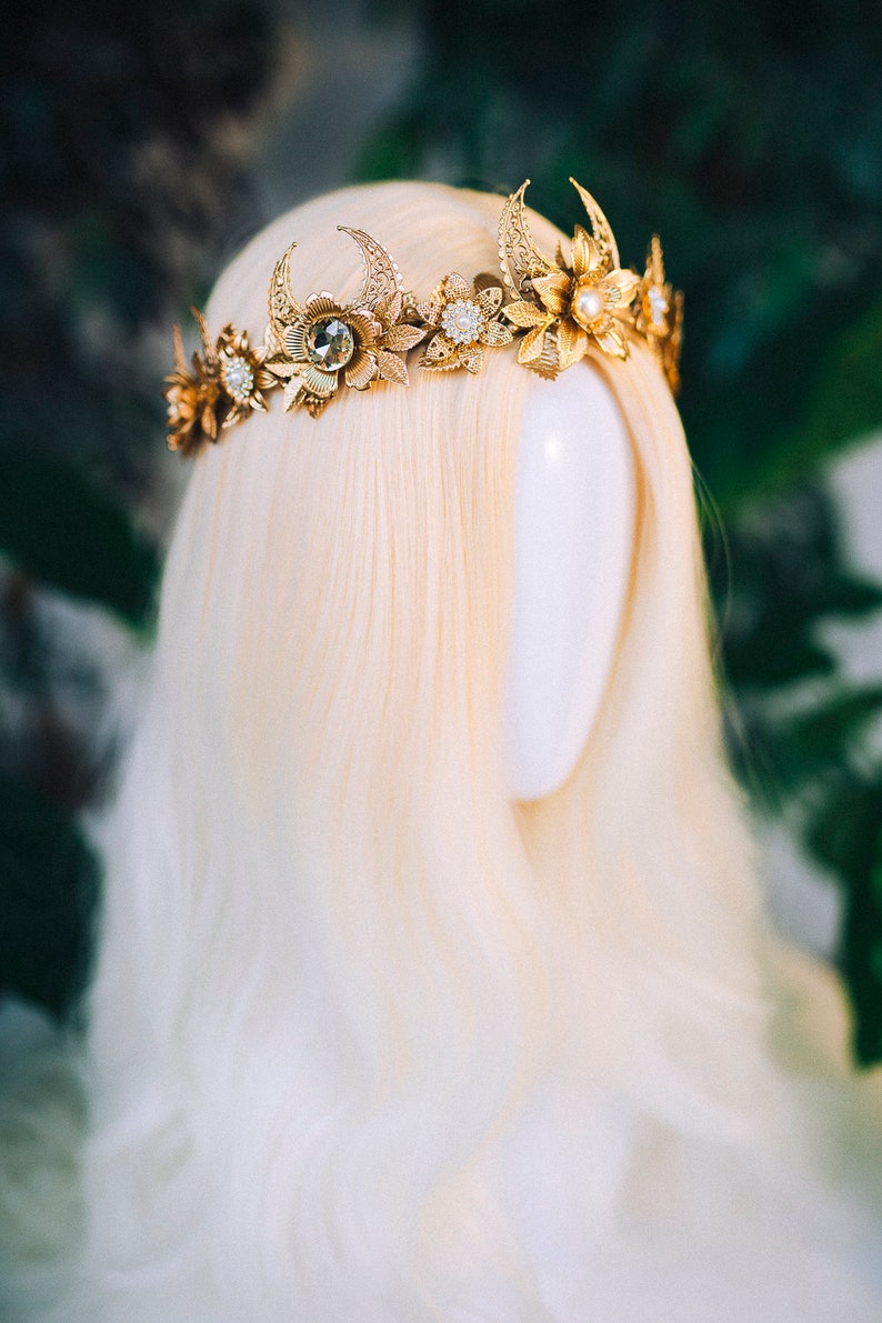 Elf Crown Elven tiara Celestial Jewellery Festival Headpiece Fairy Crown Flower Crown Wedding Tiara Bridal headpiece Flower hair wreath Boho image 6