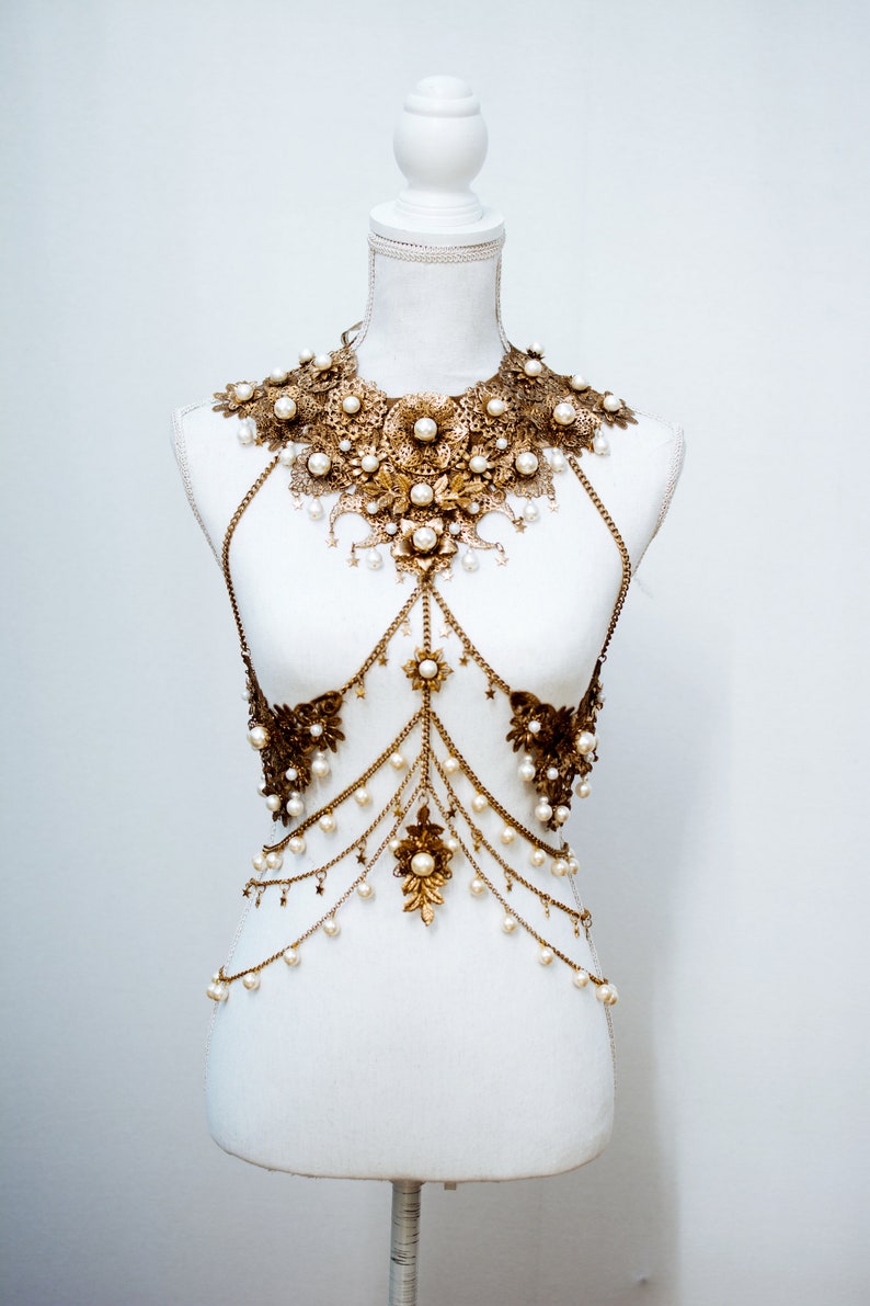 Star Harness Gold Body Harness Chain Choker necklace Etsy