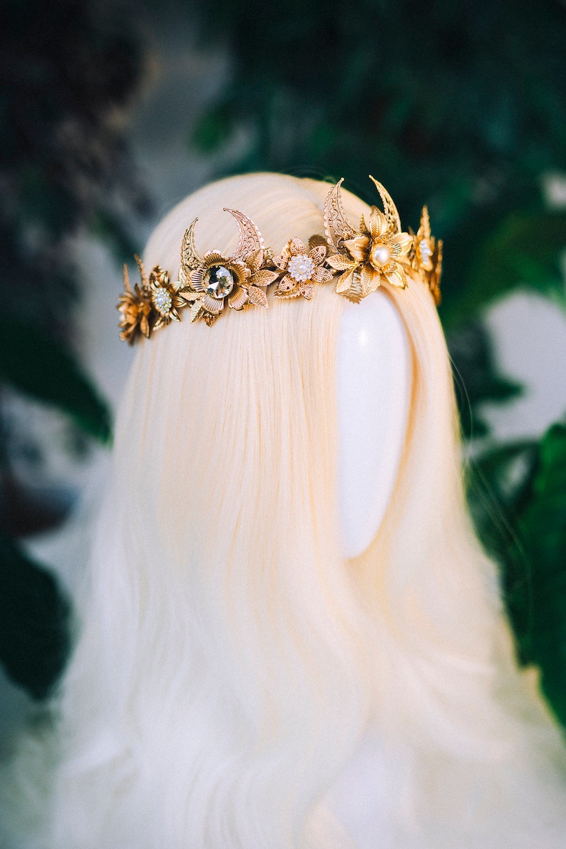 Elf Crown Elven tiara Celestial Jewellery Festival Headpiece Fairy Crown Flower Crown Wedding Tiara Bridal headpiece Flower hair wreath Boho image 2