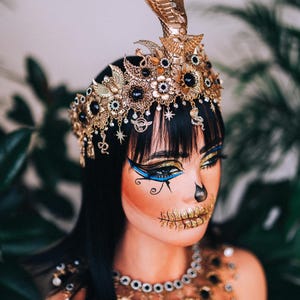 Cleopatra Cobra Goddess Crown Gold Egyptian Snake Headdress Isis Style Tiara Costume Accessory image 12