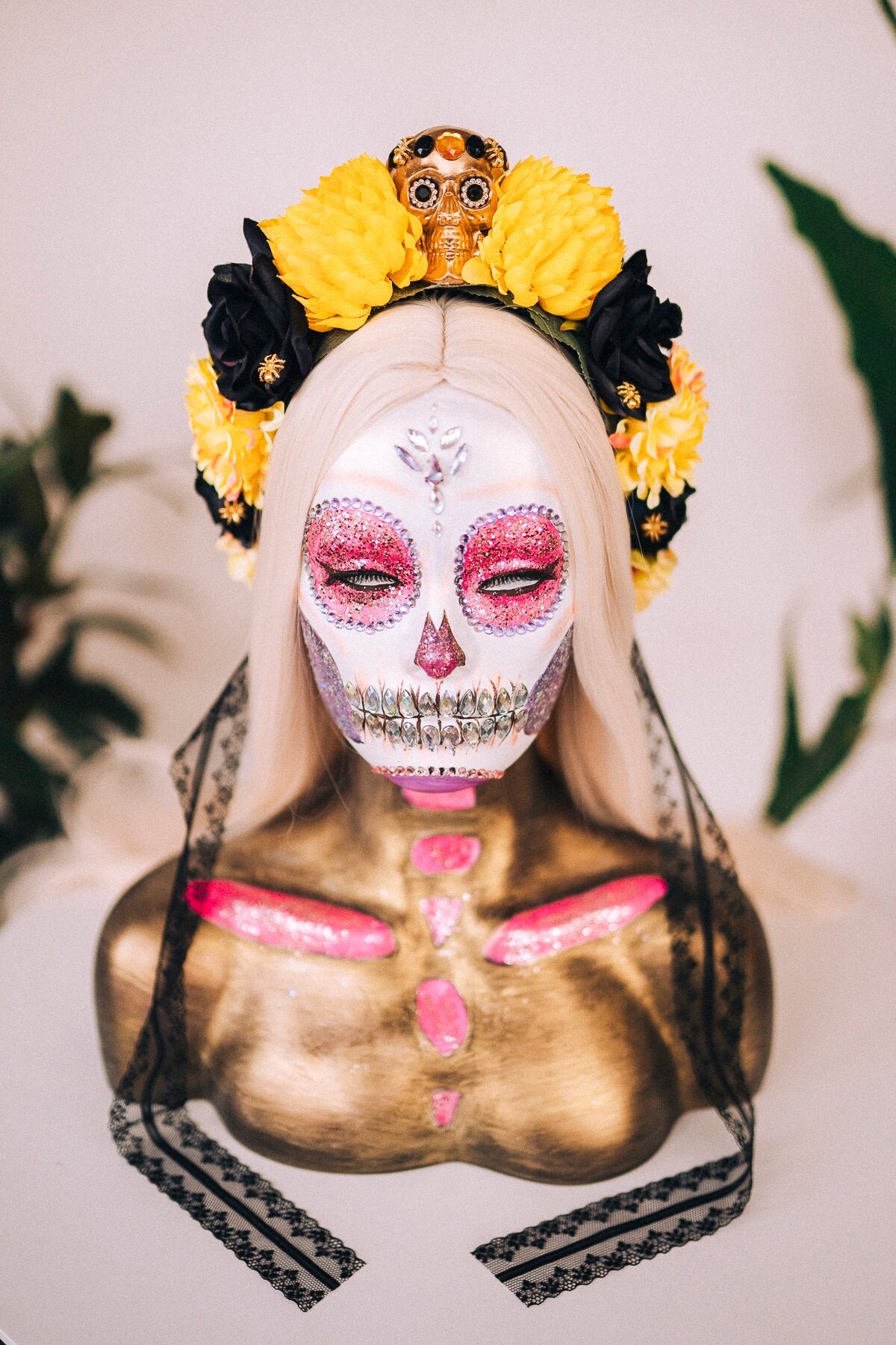 Head decorations for Santa Muerte costume Santa Muerte Costume - Etsy main image 4