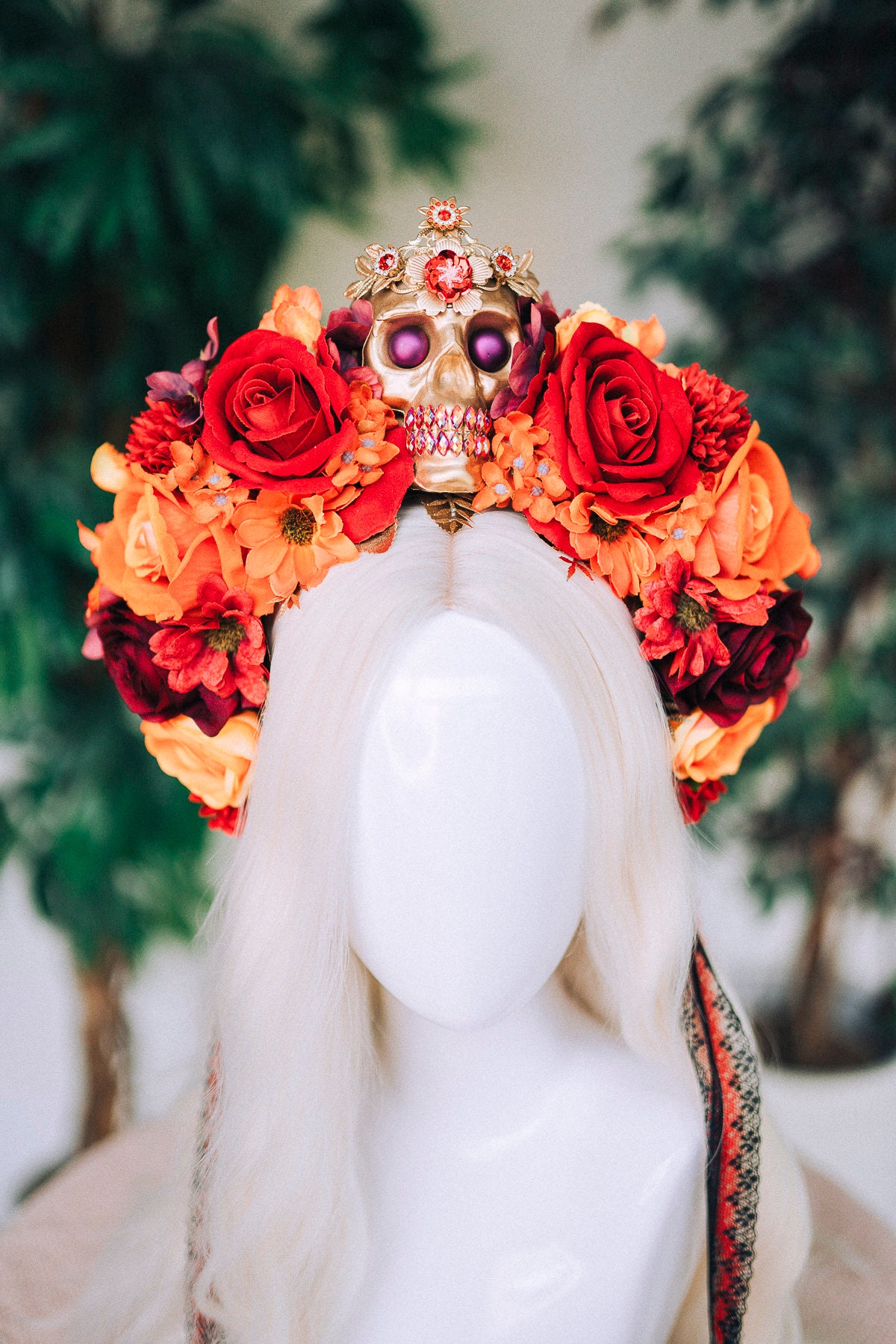 Day Of The Dead Deluxe Headband Adult Sunburst Sacred Heart Day Of The Dead Deluxe Headband Adult Sunburst Sacred Heart