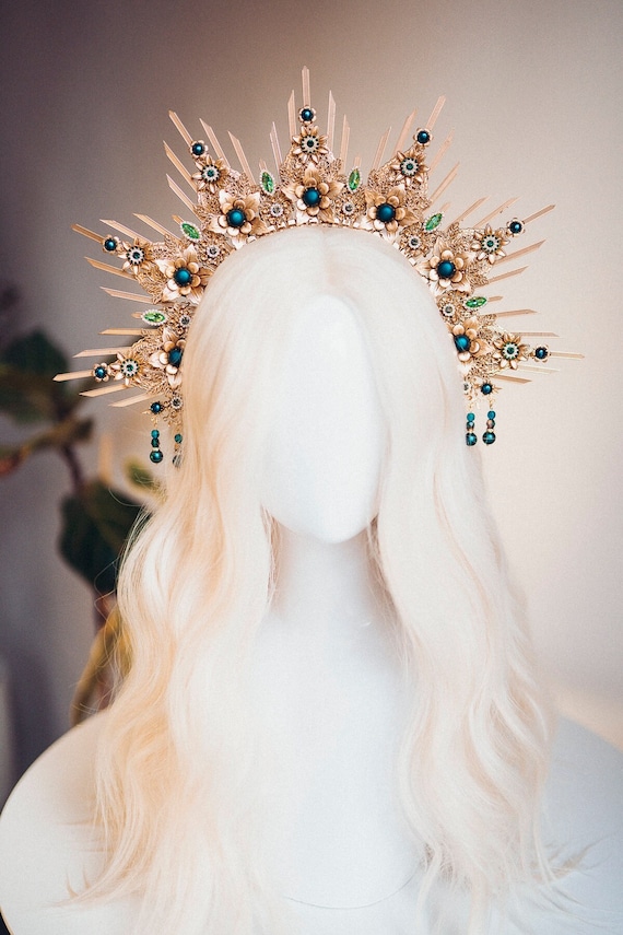 Minkissy Halo Crown Stirnband – Goldfarben, Aus Eisen, Für Hochzeit, Cosplay & Partys