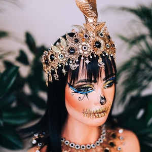 Cleopatra Cobra Goddess Crown Gold Egyptian Snake Headdress Isis Style Tiara Costume Accessory image 3
