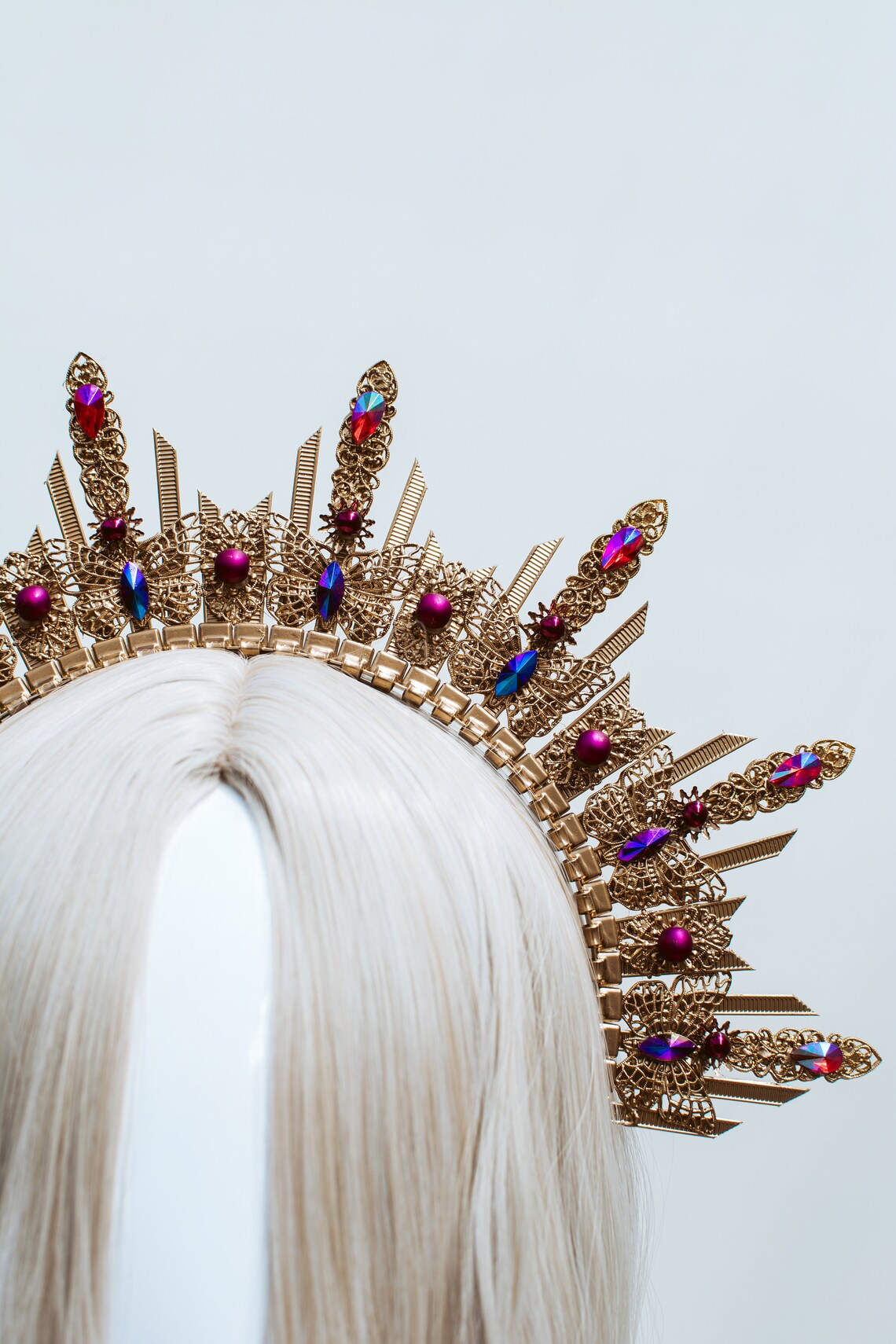 Gold Burgundy Halo Crown Halo Headpiece Festival crown Etsy