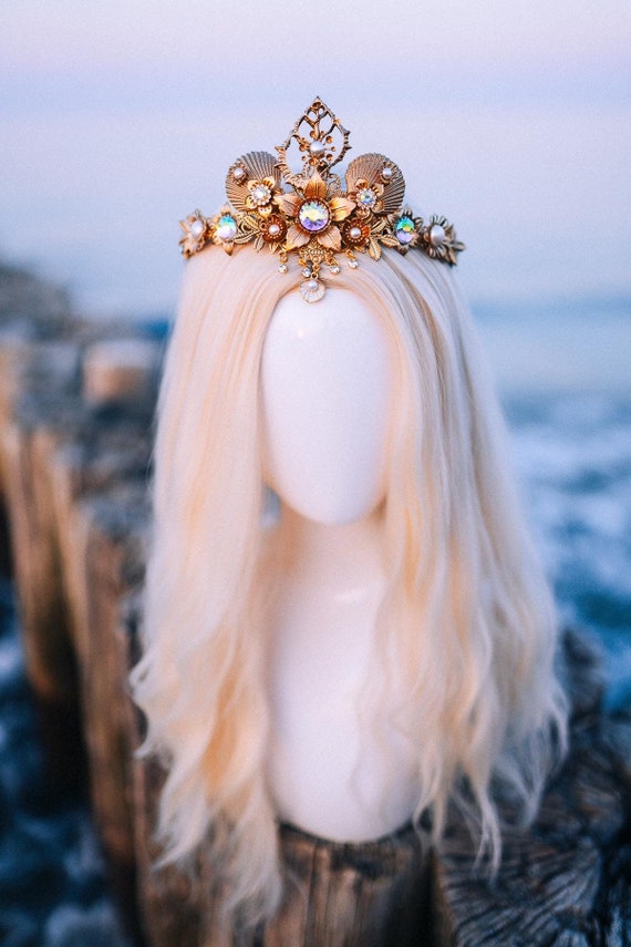 Mermaid crown??‍♀️? Amazon.com : CIEHER Mermaid Crown Headband Seashell Crown  main image 4