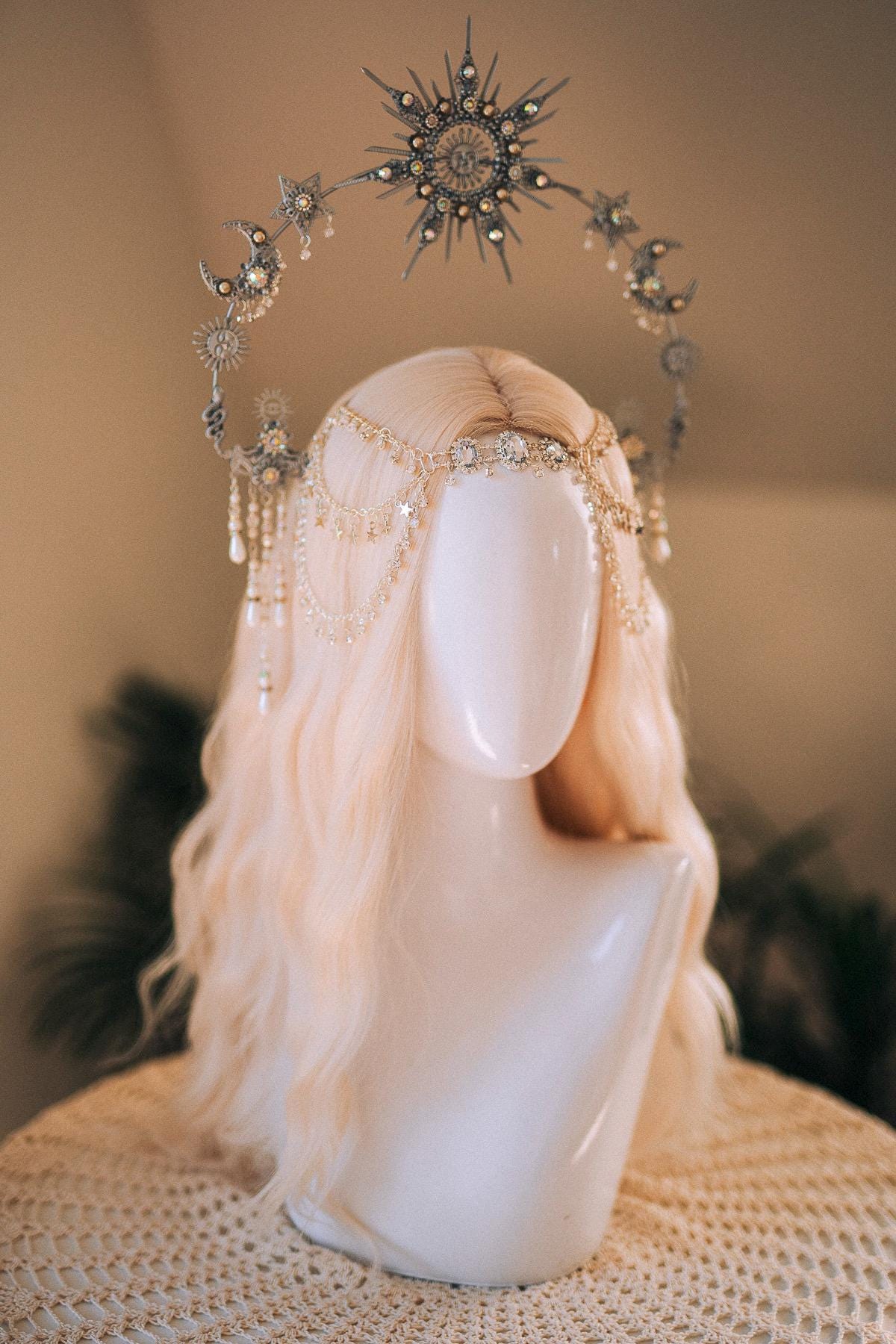 Zoestar Diadema De Estrellas Con Halo Dorado, Diadema Con Corona