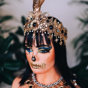 Cleopatra Cobra Goddess Crown Gold Egyptian Snake Headdress Isis Style Tiara Costume Accessory image 6